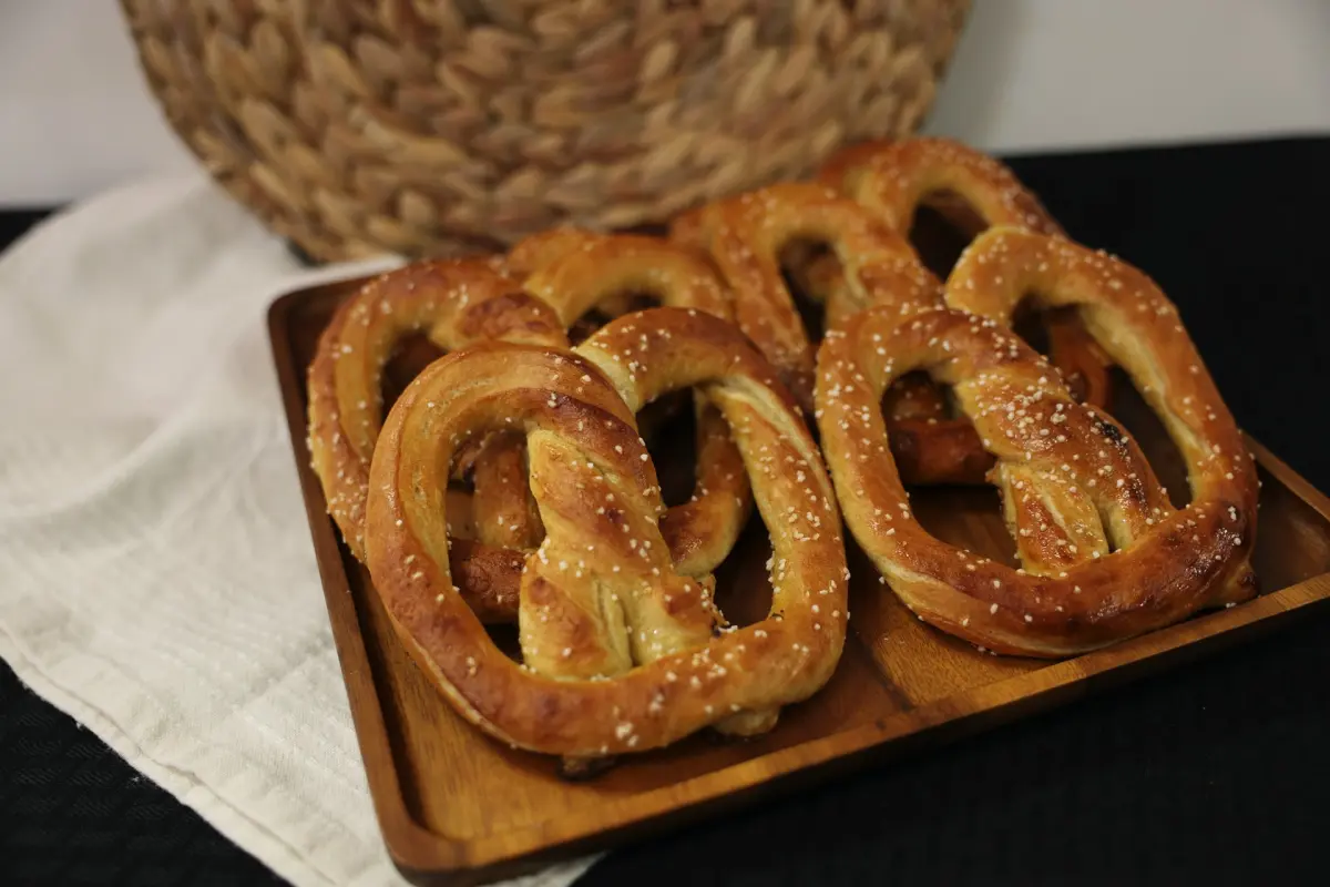 Hand-rolled soft pretzels baked fresh daily at Bridgeton Amish Market