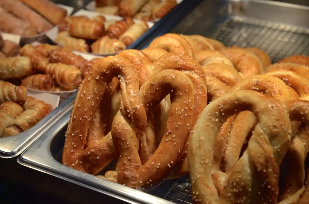 Variety of flavored soft pretzels at Fern's Homemade Pretzels